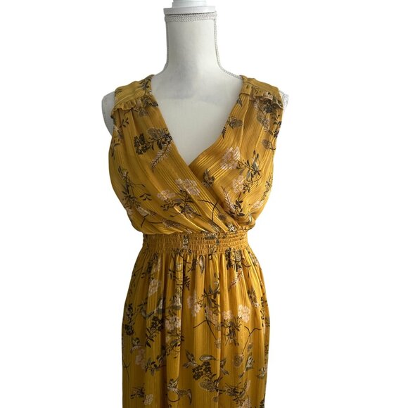 LONDON TIMES Yellow Marigold Floral Midi Dress Size 4 - Picture 2 of 6